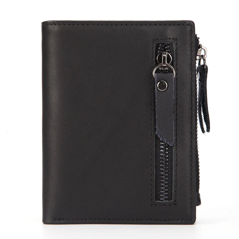 Men's Leather Wallet Money Pocket Brown Short Purse Small
