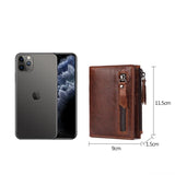 Men's Leather Wallet Money Pocket Brown Short Purse Small