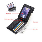 RFID Carbon Fiber Leather Men Wallets Small Wrist Purses Money Bag Clutch