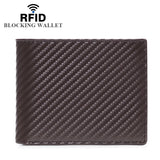 RFID Carbon Fiber Leather Men Wallets Small Wrist Purses Money Bag Clutch