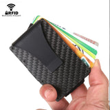 RFID Carbon Fiber Men Wallets Metal Slim Thin Man Wallet Money Bags
