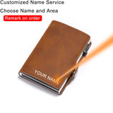 RFID Men Leather Wallet Slim Thin Wallet Money Bag Short Purse