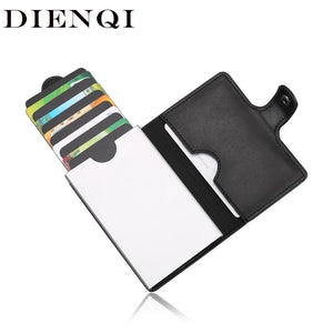 RFID Pull-out CardHolder Men Wallets Slim Metal Wallet Male Vintage Smart Purse
