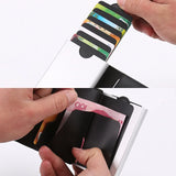RFID Pull-out CardHolder Men Wallets Slim Metal Wallet Male Vintage Smart Purse