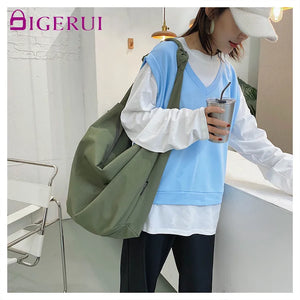 Canvas Totes Bags Casual Wild Ladies Handbags Solid Shoulder Women Bag