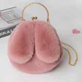 DIGERUI Women Plush Mini Shoulder Bag Soft Rabbit Ears Crossbody Bag