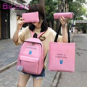 Canvas Shoulder Bags for Women Girls Student Backpack