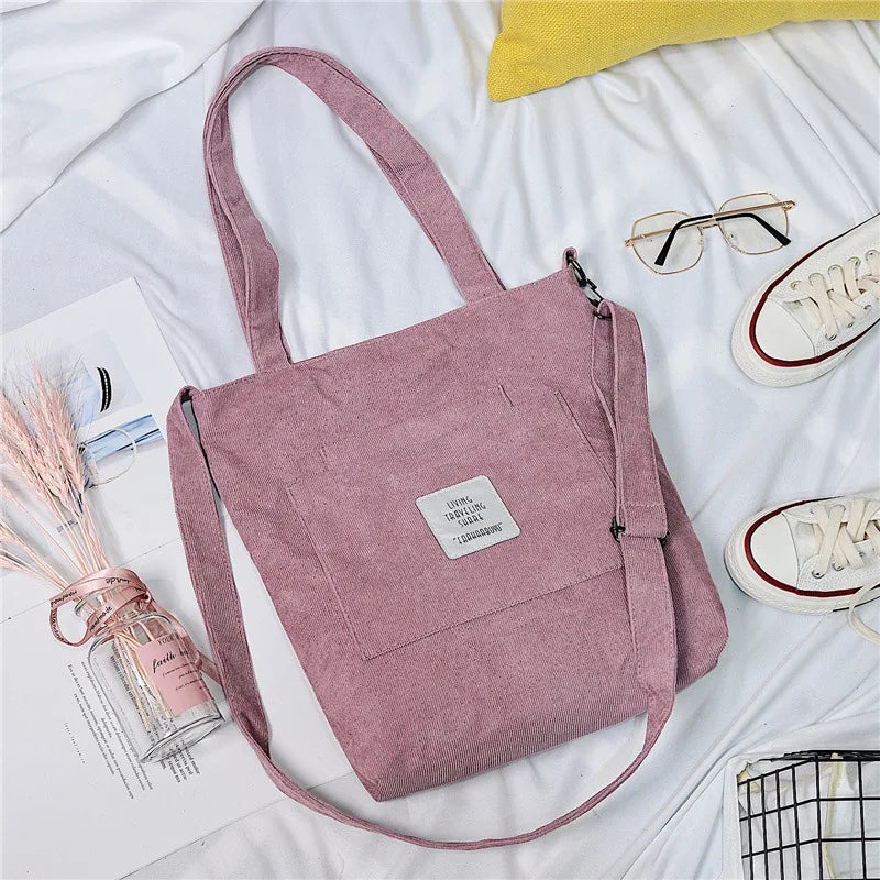 DIGERUI Corduroy Shoulder Bag Women's College Style Handbag