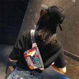 Colorful Women Waist Bag Fanny Pack Belt Bags Graffiti Chest Handbag