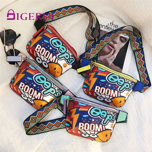 Colorful Women Waist Bag Fanny Pack Belt Bags Graffiti Chest Handbag