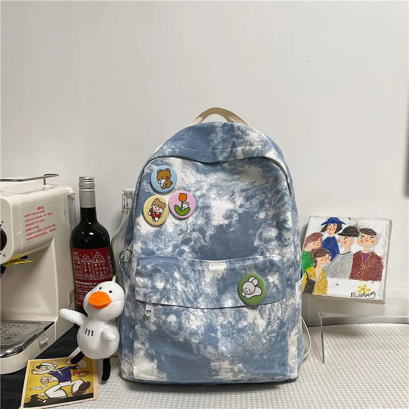 DIGERUI Harajuku Gradient Women's Backpack Large Capacity Student School Bag