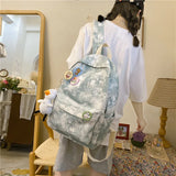 DIGERUI Harajuku Gradient Women's Backpack Large Capacity Student School Bag