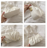 DIGERUI Retro PU Leather Small Shoulder Bag Winter Handbag Folds Crossbody Bag