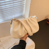 DIGERUI Retro PU Leather Small Shoulder Bag Winter Handbag Folds Crossbody Bag