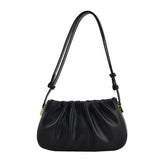 DIGERUI Retro PU Leather Small Shoulder Bag Winter Handbag Folds Crossbody Bag
