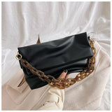 DIGERUI Thick Chain PU Leather Shoulder Bags For Women