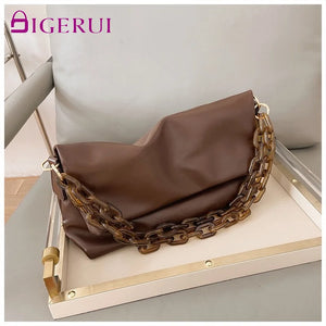 DIGERUI Thick Chain PU Leather Shoulder Bags For Women