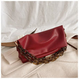 DIGERUI Thick Chain PU Leather Shoulder Bags For Women