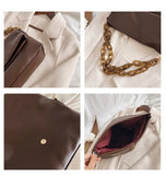 DIGERUI Thick Chain PU Leather Shoulder Bags For Women