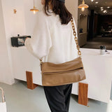 DIGERUI Thick Chain PU Leather Shoulder Bags For Women