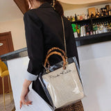 DIGERUI Transparent Shoulder Bag Clear Jelly Handbag Crossbody Bamboo Weave