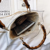 DIGERUI Transparent Shoulder Bag Clear Jelly Handbag Crossbody Bamboo Weave