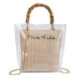 DIGERUI Transparent Shoulder Bag Clear Jelly Handbag Crossbody Bamboo Weave