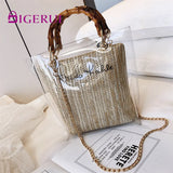 DIGERUI Transparent Shoulder Bag Clear Jelly Handbag Crossbody Bamboo Weave
