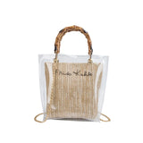 DIGERUI Transparent Shoulder Bag Clear Jelly Handbag Crossbody Bamboo Weave