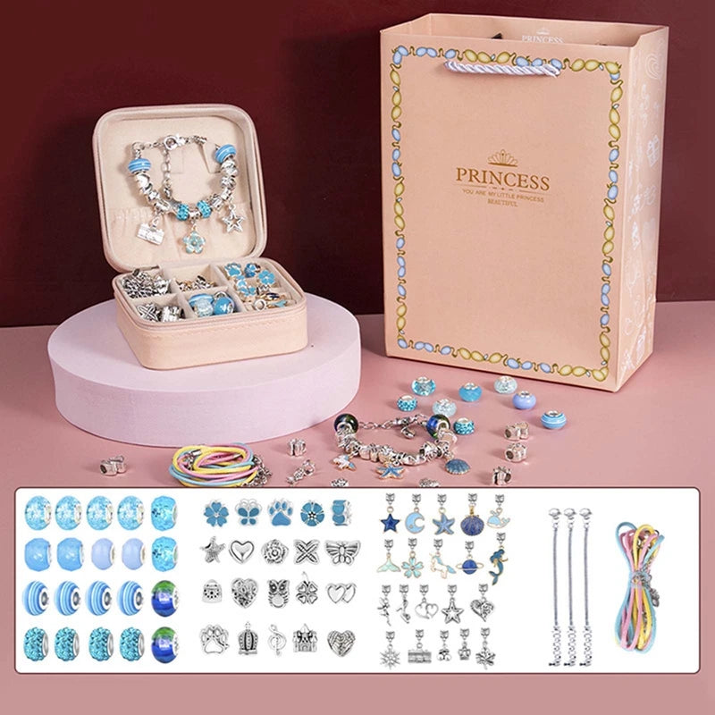 Girls Beaded Bracelet Set with Storage Box European Large H