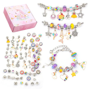DIY Charm Bracelet Making Set Glass Beads Spacer Beads Pendant Accessories Kit