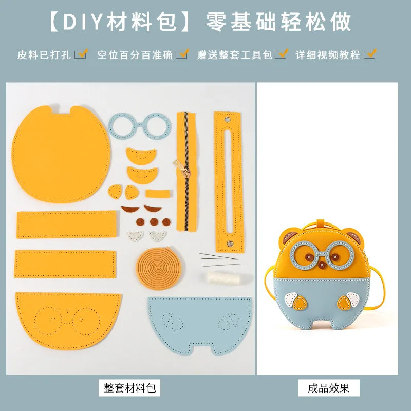 Carton Bag Glass Bear Shoulder Strap Handbag
