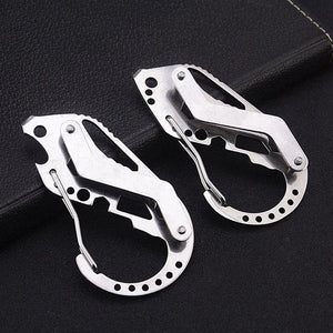 Compact Key Wallet Carabiner Keychain Stainless Steel Clip