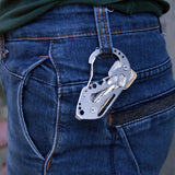 Compact Key Wallet Carabiner Keychain Stainless Steel Clip