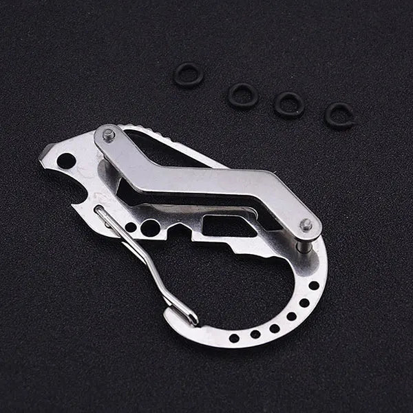 Compact Key Wallet Carabiner Keychain Stainless Steel Clip