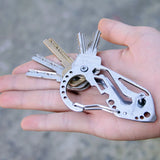 Compact Key Wallet Carabiner Keychain Stainless Steel Clip