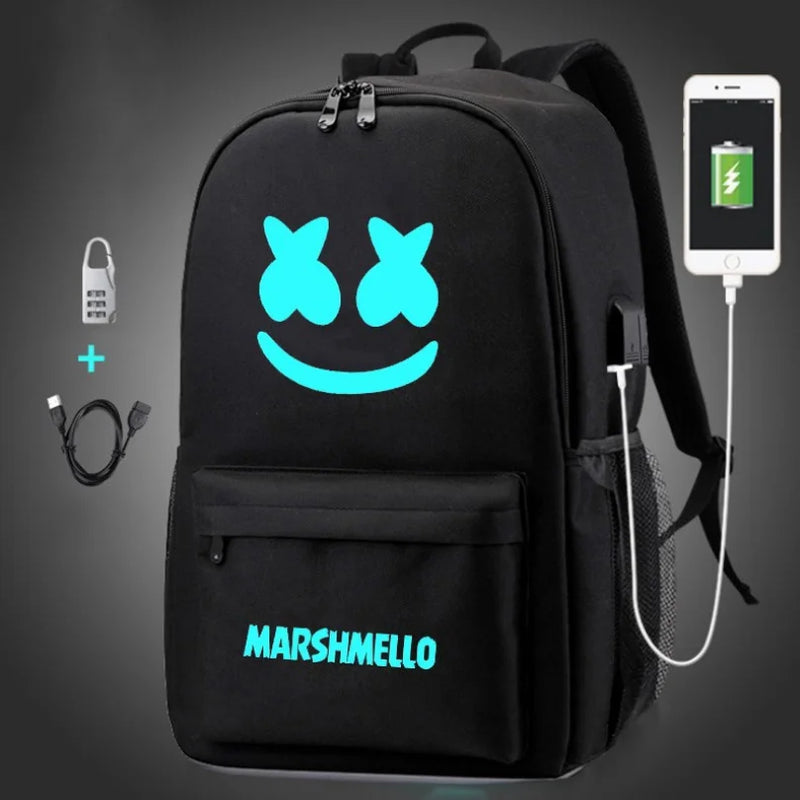 USB Backpack School Book Bags Fans Travel Bags Laptop Chain Backpack