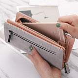 DOLOV Wallet women retro zipper buckle ultra-thin folding wallet