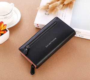 DOLOV Wallet women retro zipper buckle ultra-thin folding wallet