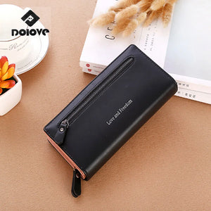 DOLOV Wallet women retro zipper buckle ultra-thin folding wallet