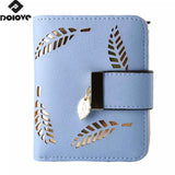 Leaves Hollow Pattern Women Purse Short Zipper Buckle Wallet
