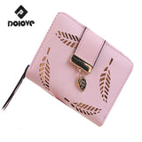 Leaves Hollow Pattern Women Purse Short Zipper Buckle Wallet