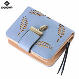 Leaves Hollow Pattern Women Purse Short Zipper Buckle Wallet