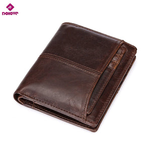 Men's Leather Folding Wallet Vertical Money Bag