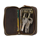 Vintage Leather Key Wallet Women Keychain Copper Zipper Key Bag