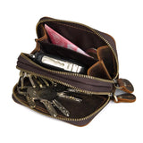 Vintage Leather Key Wallet Women Keychain Copper Zipper Key Bag