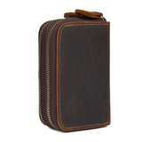 Vintage Leather Key Wallet Women Keychain Copper Zipper Key Bag