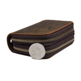 Vintage Leather Key Wallet Women Keychain Copper Zipper Key Bag