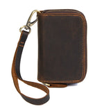 Vintage Leather Key Wallet Women Keychain Copper Zipper Key Bag