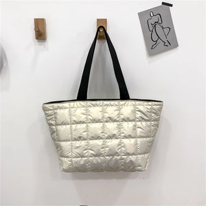 DOM103 Large Puffer Tote Bag Waterproof Quilted Nylon Puffer Tote